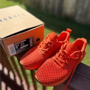 NOBULL Men's 6.5 Women’s 8 NoBull Ripstop Mesh Runner Shoes Orange.